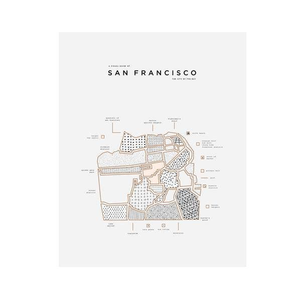 42 Pressed San Francisco Map Print - 16” x 20”