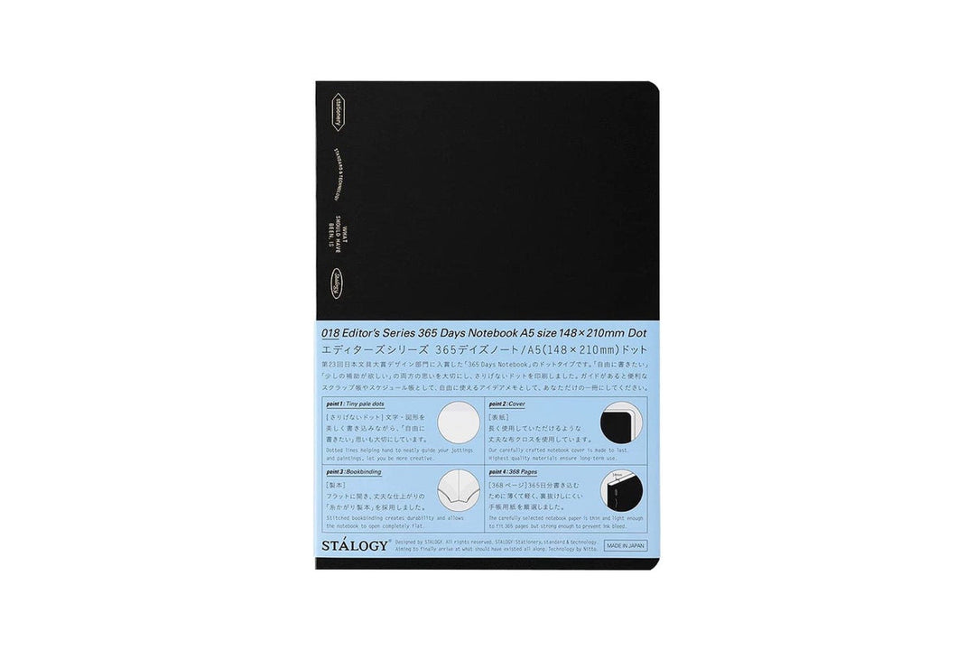 365 Days A5 Notebook Dot Grid - Black
