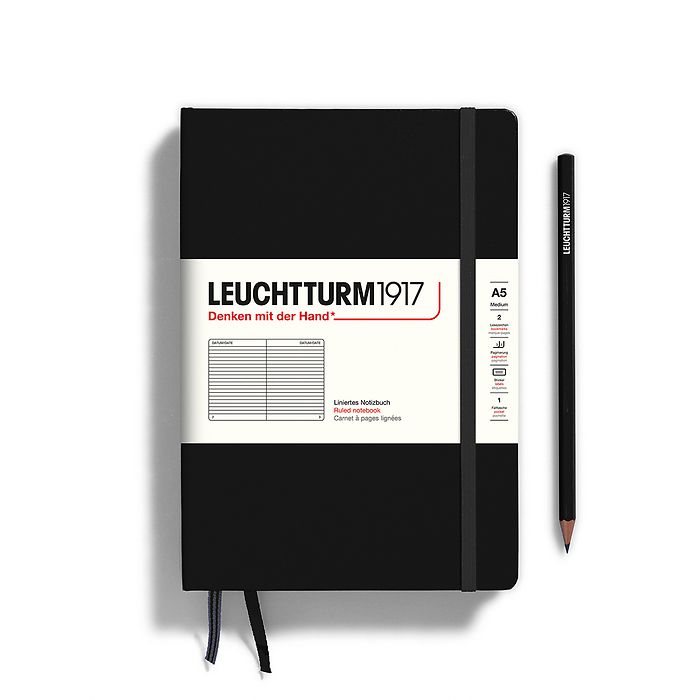 Black Hardcover A5 Medium Notebook - Lined