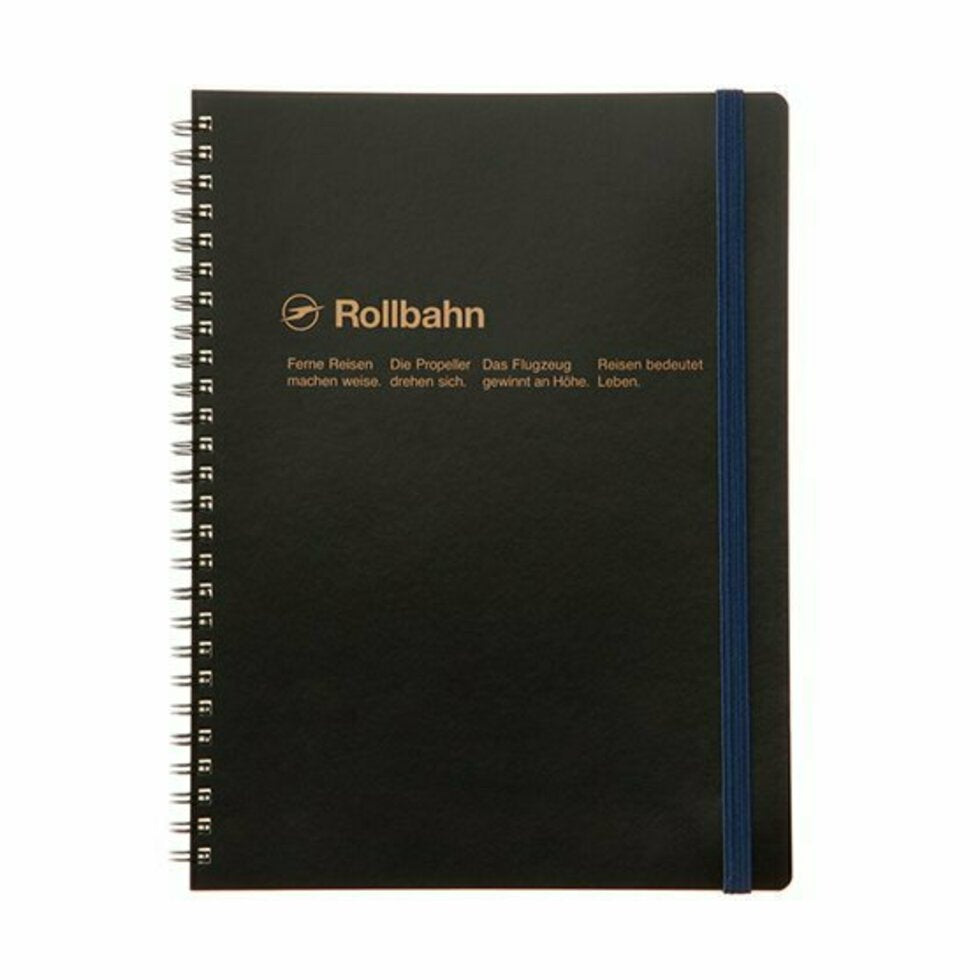 Rollbahn A5 Spiral Notebook - Grid: Black