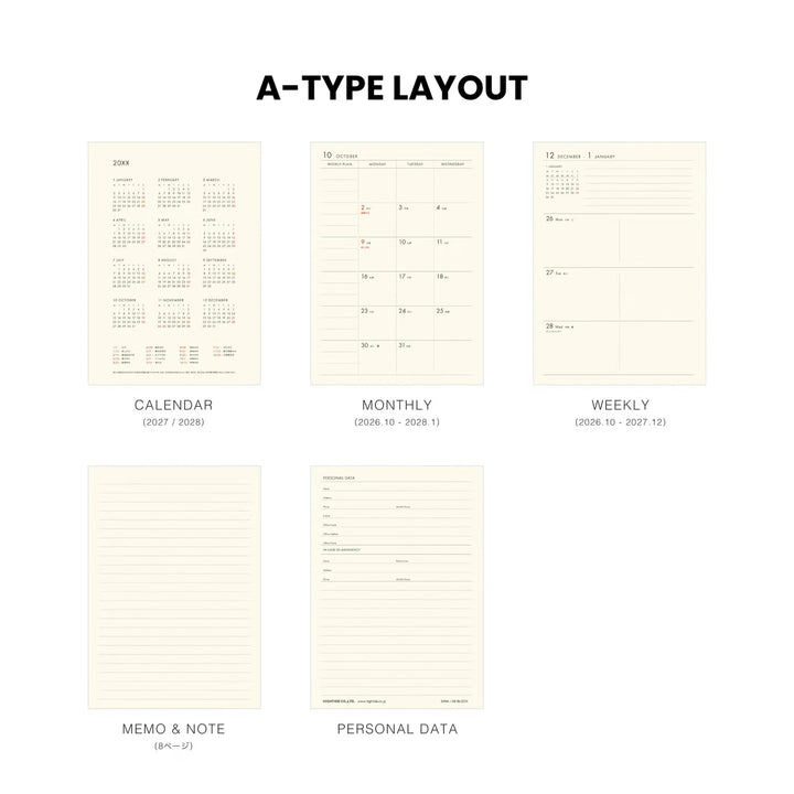 2027 A6 Block Poche Planner - Mint
