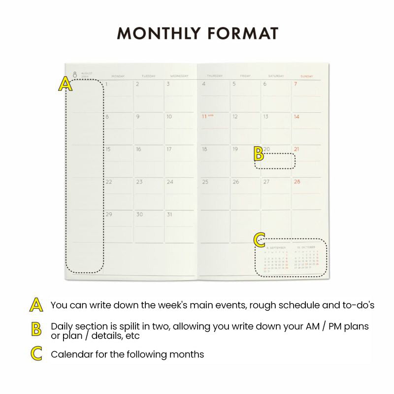 2025 Monthly Planner B6 Slim - Katy: White