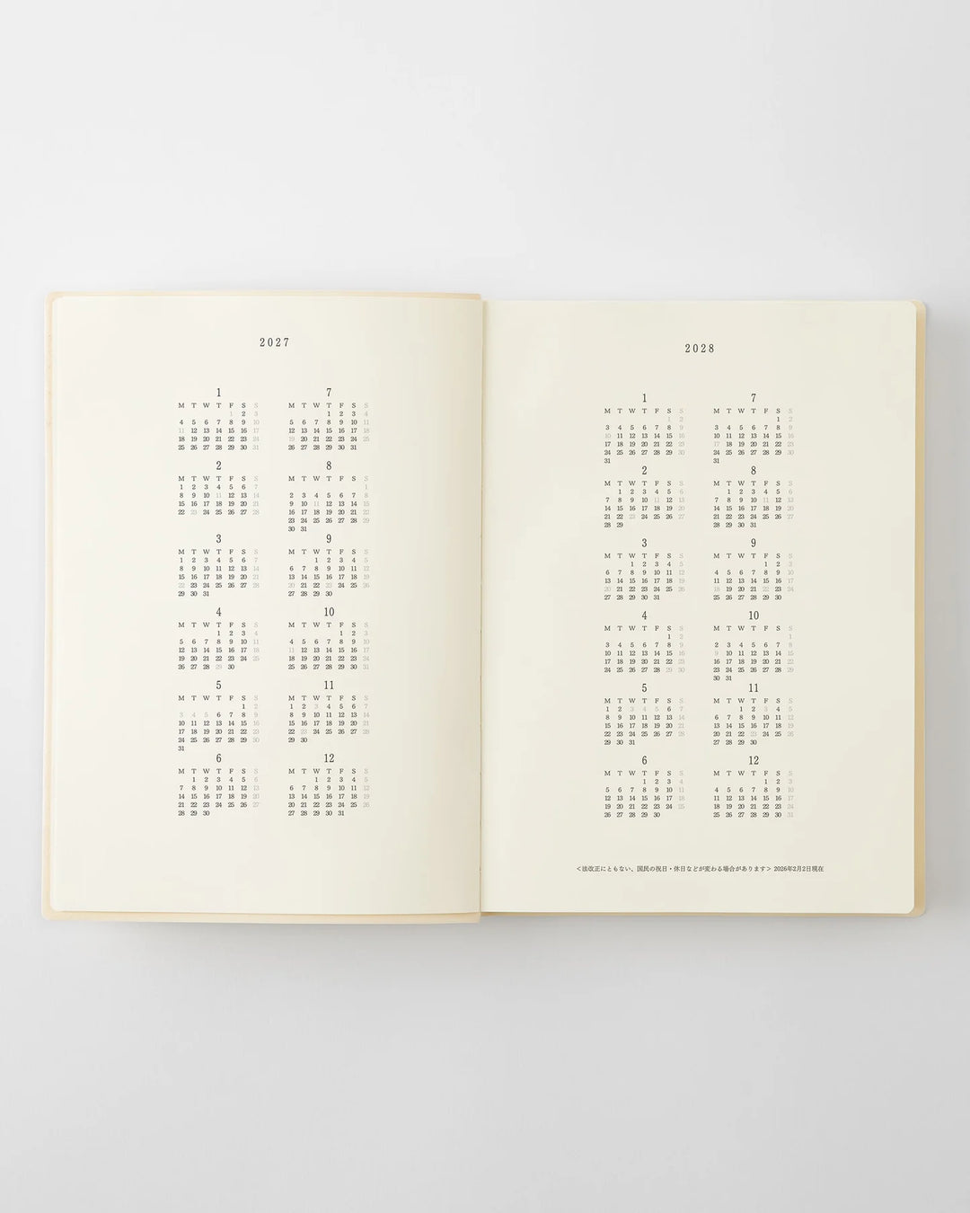 Midori Notebook Diary 2027: A5 1-Day 1-Page