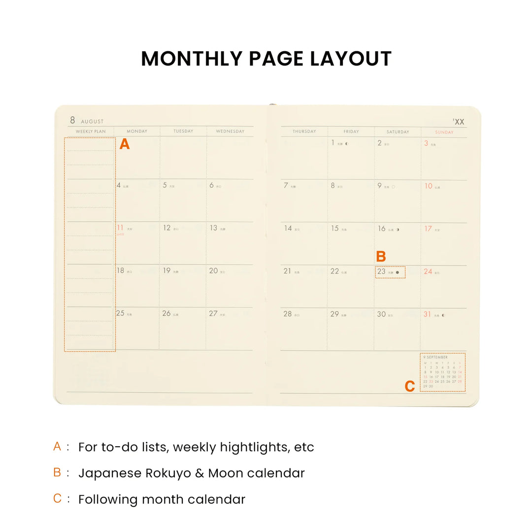 2027 A6 Block Poche Planner - Mint