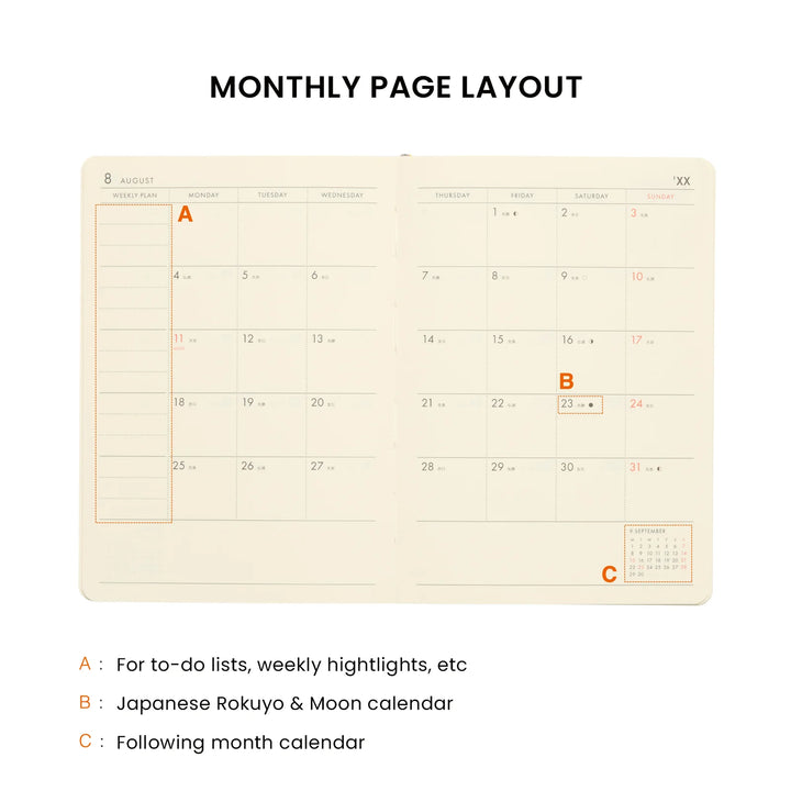 2027 A6 Block Poche Planner - Mint