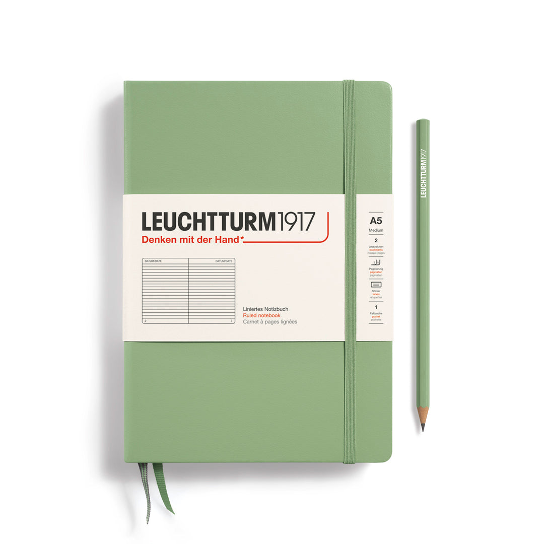 Sage Hardcover A5 Medium Notebook - Lined