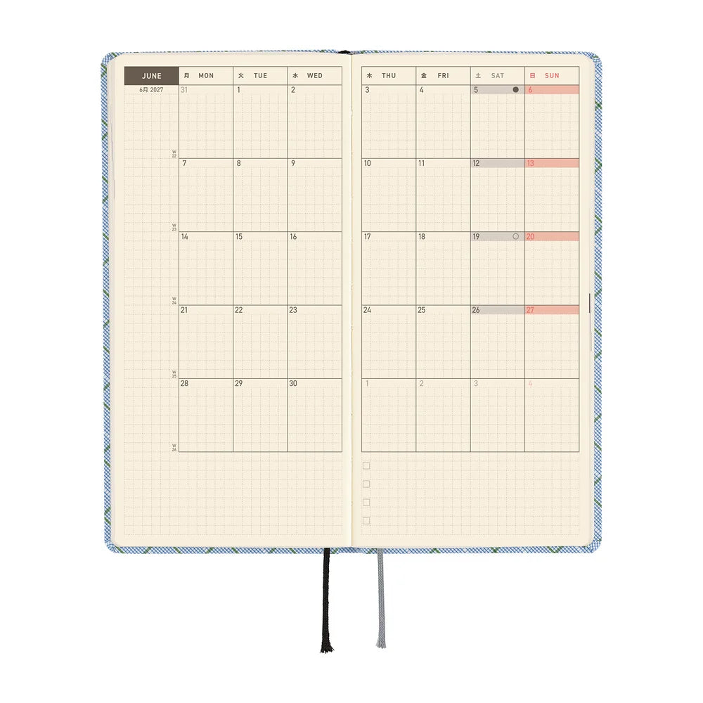2027 Hobonichi Techo Weeks - Shirt Fabric: Graph Plaid