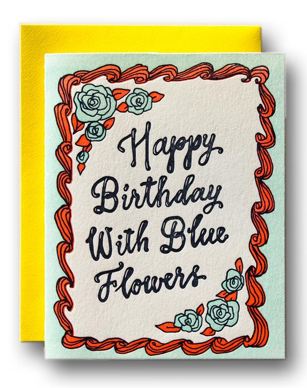 Happy Birthday With Blue Flowers