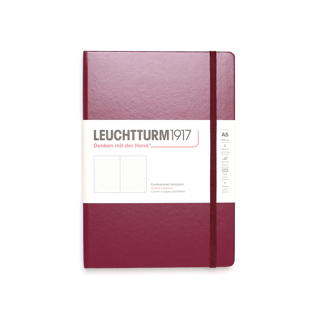 Port Red Hardcover A5 Medium Notebook - Dotted