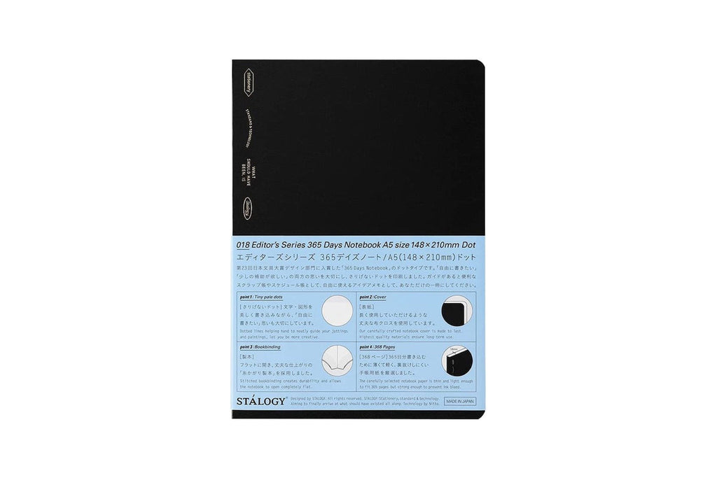 Black 365 Days A5 Notebook - Dotted